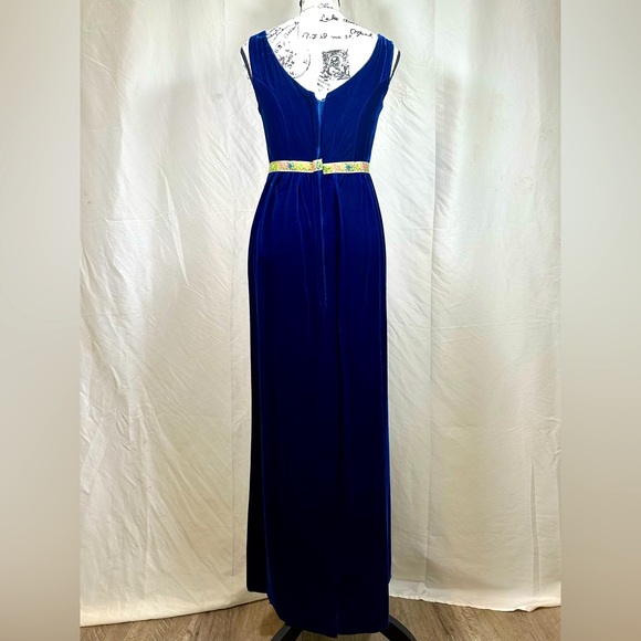 Vintage 1960s Evening Gown Velveteen Custom Dress Women’s Small Cobalt Blue - Picture 8 of 14